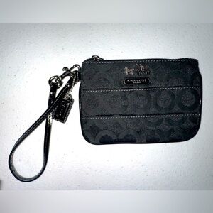 Coach Signature Black Monogram Wristlet Wallet